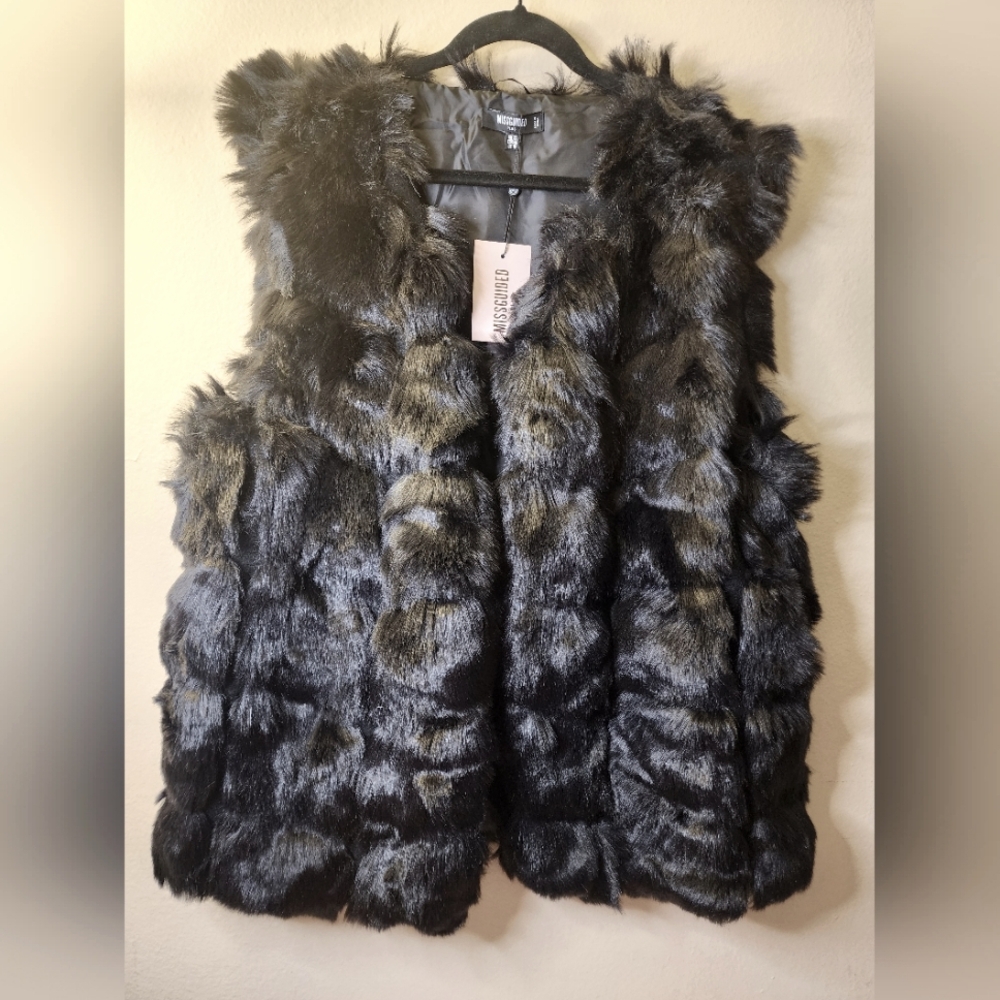 Missguided Black Faux Fur Coat